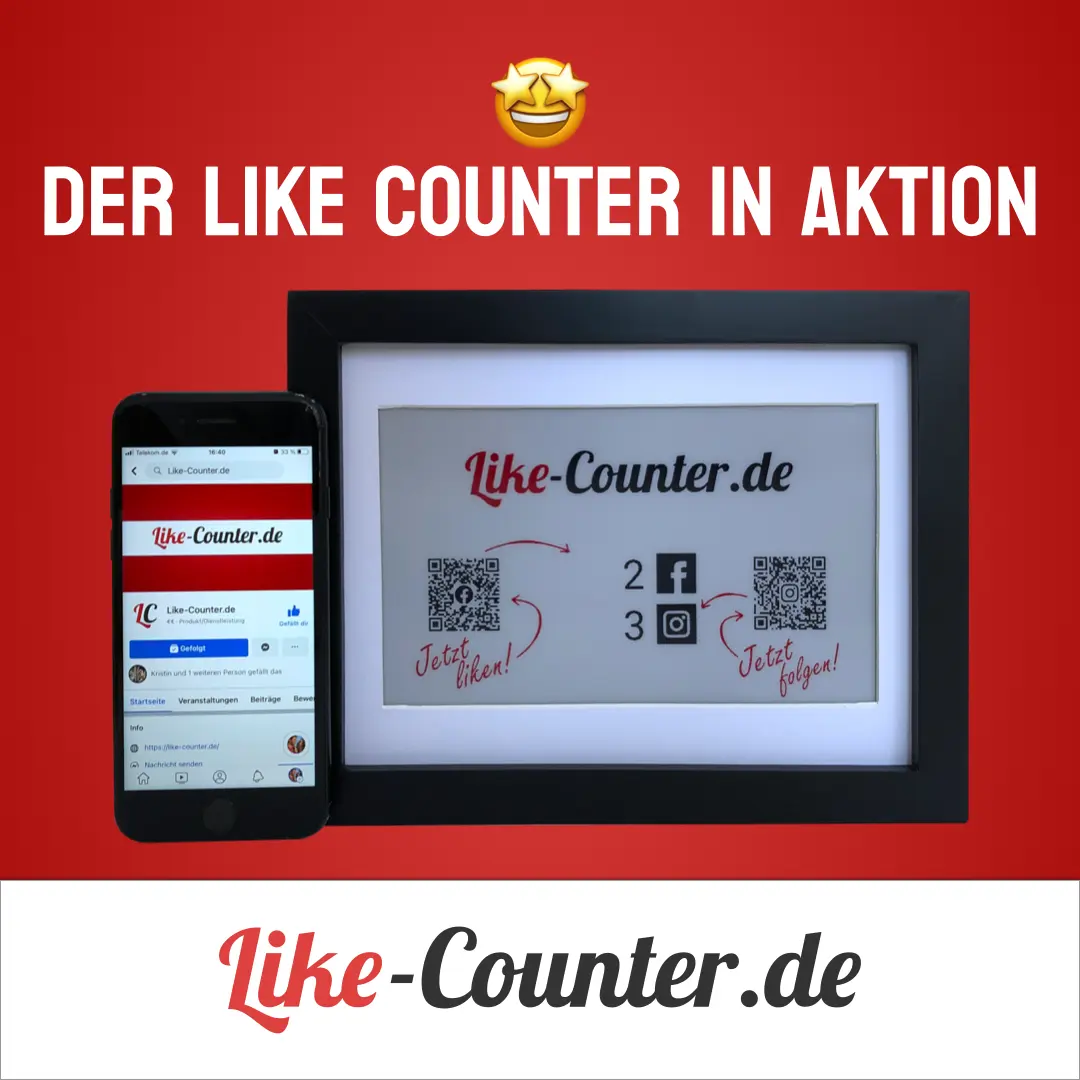 Der Like Counter zeigt deine Follower von Instagram und Facebook in Echtzeit an.